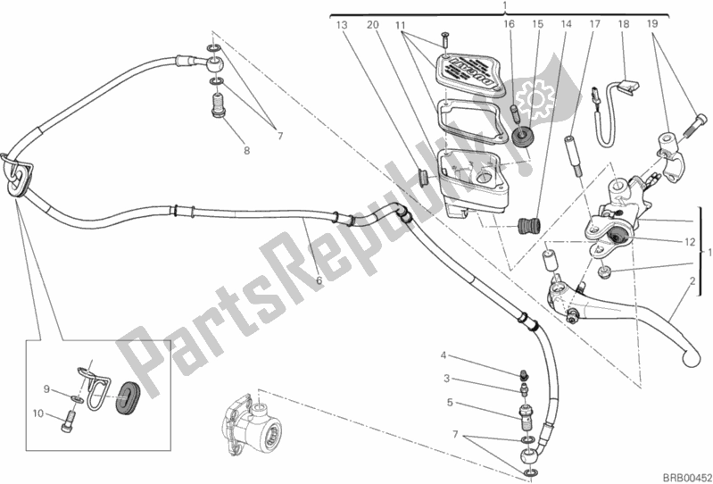 Todas as partes de Cilindro Mestre Da Embreagem do Ducati Diavel Carbon 1200 2013